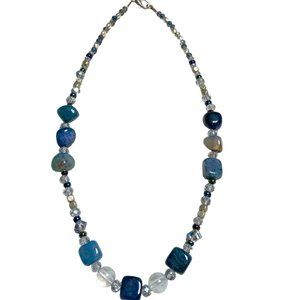 Handmade Necklace Stones Beads Crystals Blue Turquoise